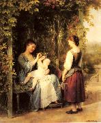 Fritz Zuber-Buhler Tickling the Baby oil painting